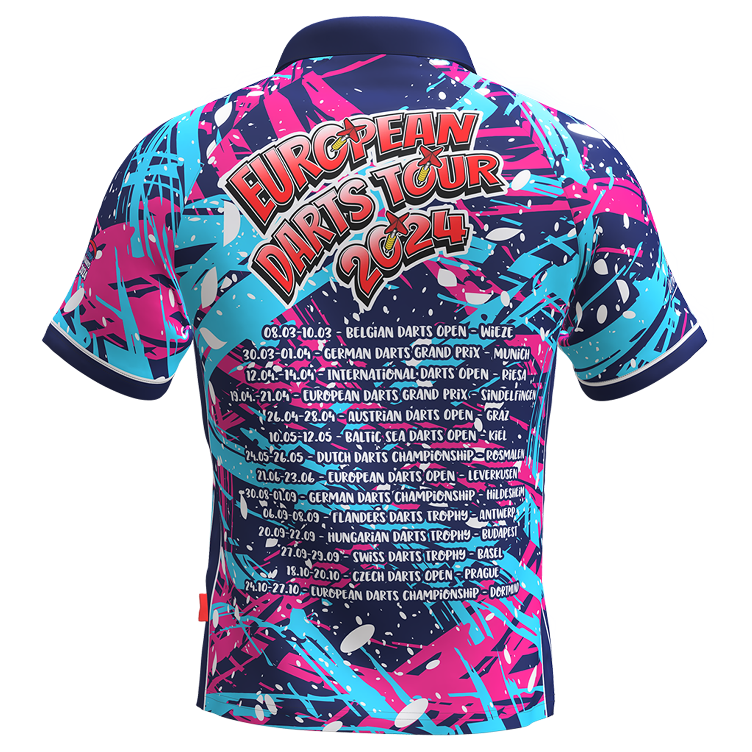PDC - Tourshirt Herren - Blau-Pink  - 2024