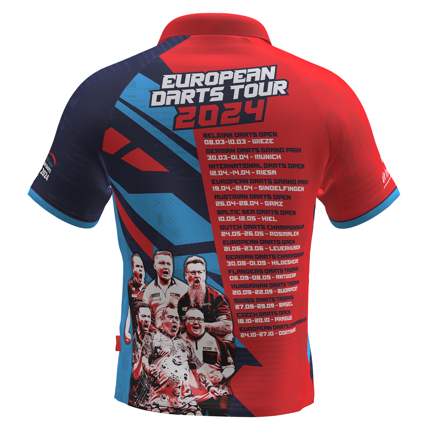 PDC - Tourshirt Herren - Rot-Blau  - 2024