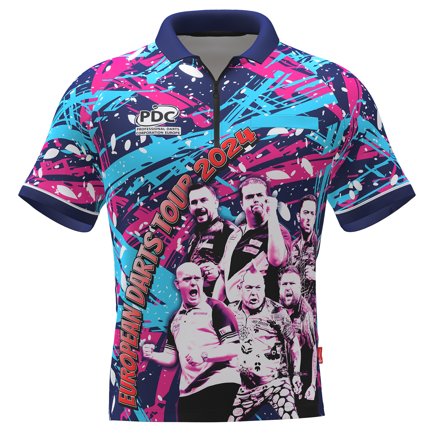 PDC - Tourshirt Herren - Blau-Pink  - 2024