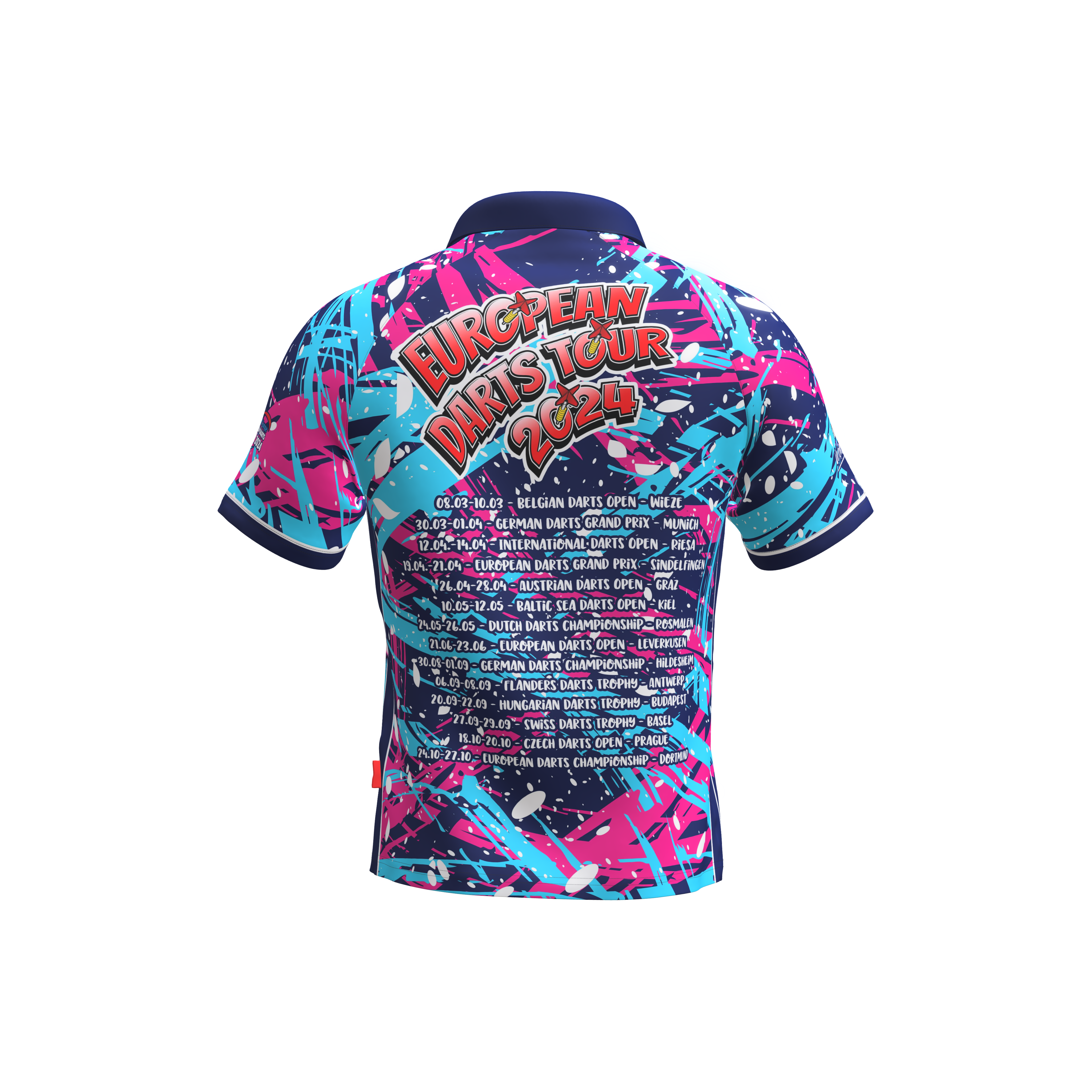 PDC - Tourshirt Herren - Blau-Pink  - 2024