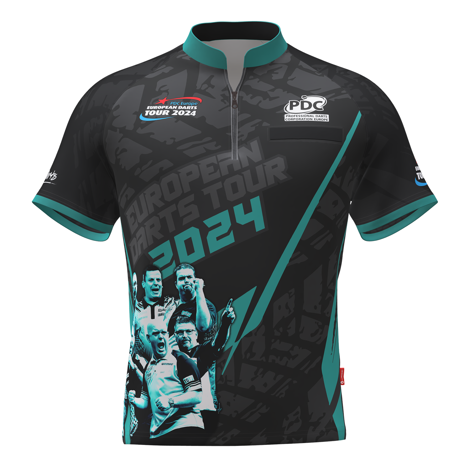 PDC - Tourshirt Herren - Schwarz-Mint  - 2024